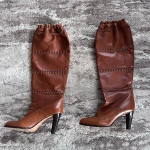 Coach Jae soft calf slouch boots in acorn brown leather size 9.